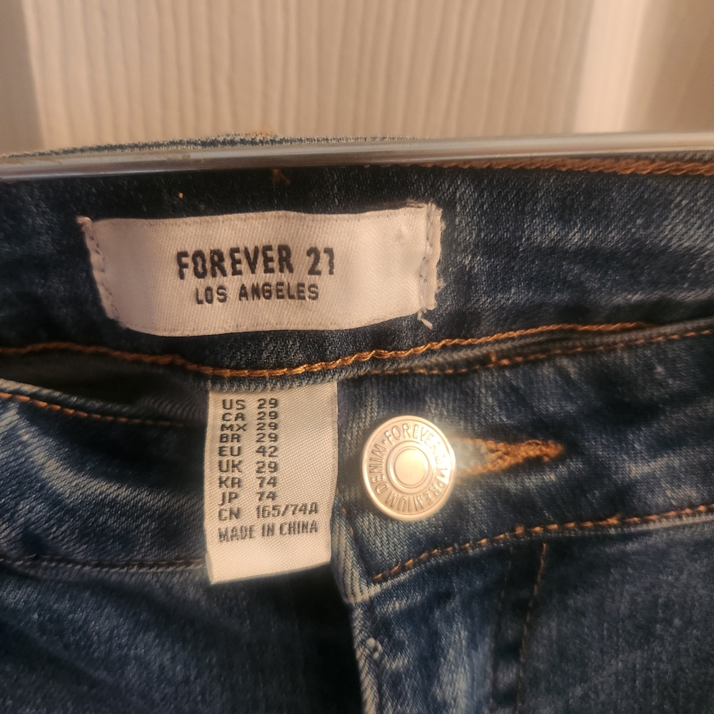 Forever 21 Light Blue Fringe Hem Jeans - Picture 3 of 5